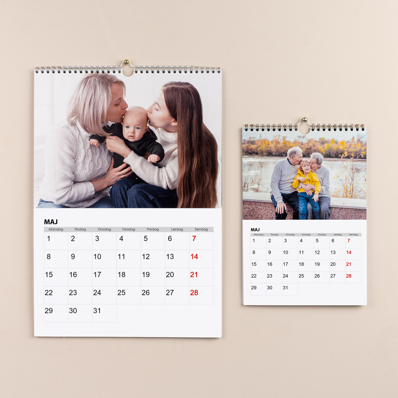 Personlig vægkalender med billede