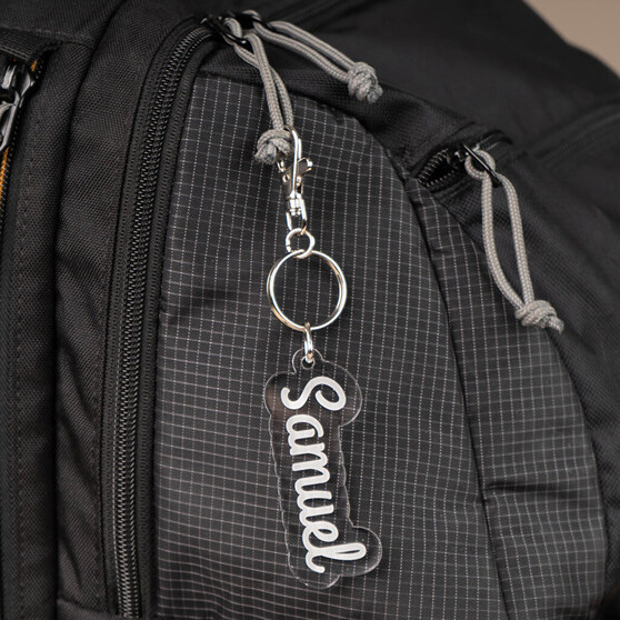Gepersonaliseerde sleutelhanger met naam als vorm Gepersonaliseerde sleutelhanger met naam als vorm
