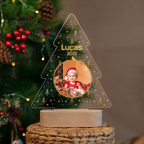 Lámparas 3D personalizadas con base de madera