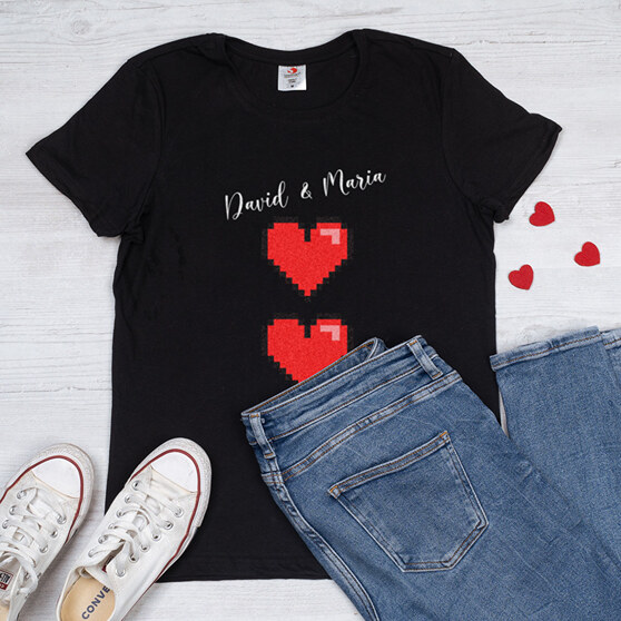 Ontwerp je eigen T-shirt met namen verliefden