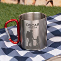 Gravierter Tasse Edel Stahl mit Karabiner Henkel