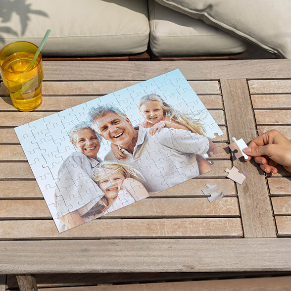Rechthoekige fotopuzzel van karton bedrukken en maken