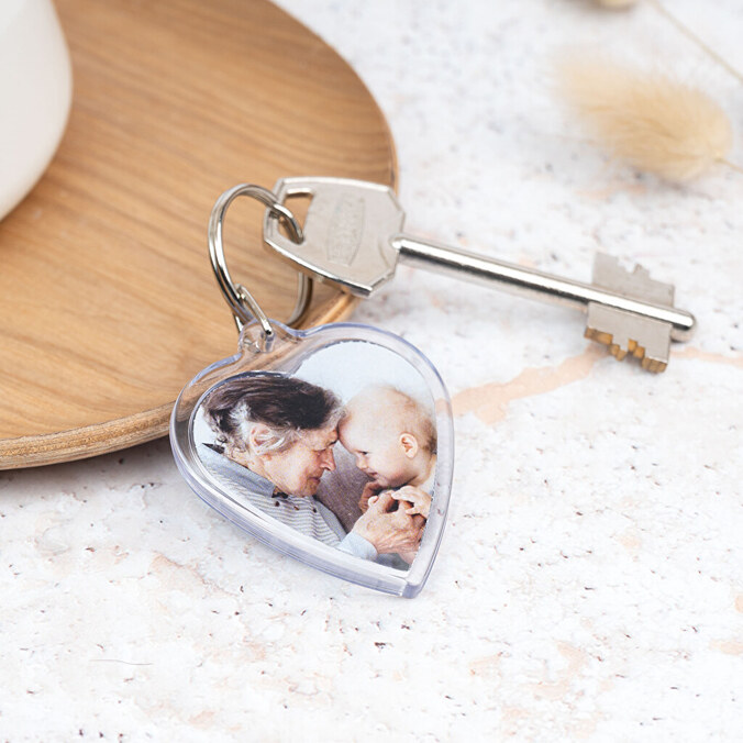 Personalised heart shaped acrylic keyring