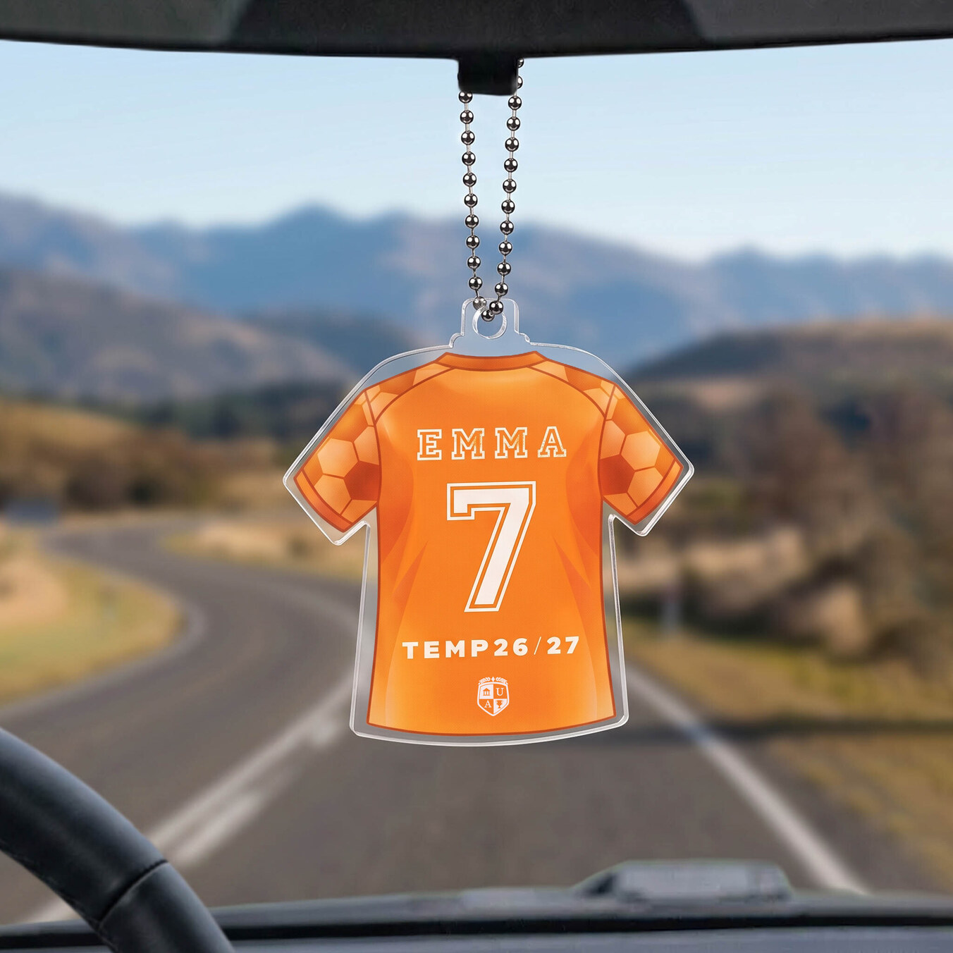 Adorno de metacrilato con forma de camiseta personalizado para coche