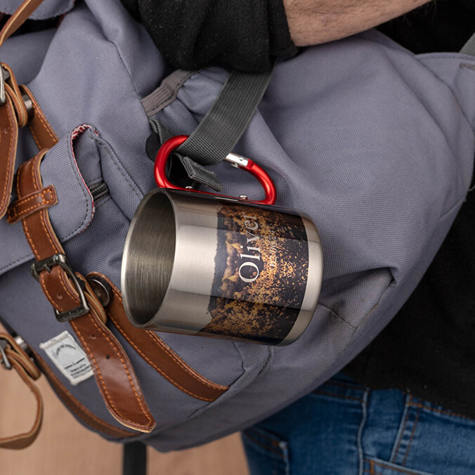 Edelstahltasse mit Karabiner selber gestalten