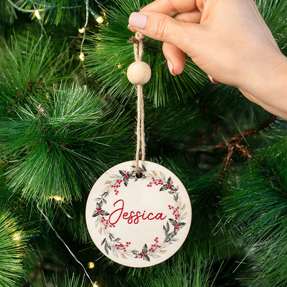 Enfeites de Natal de madeira personalizados
