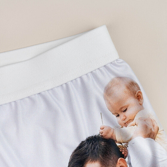 Personalised boxer shorts with photos and texts.