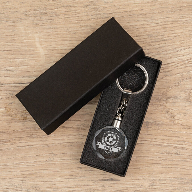 3D Schlüsselanhänger aus Glas mit Licht und Gravur