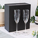 Set van 2 gepersonaliseerde champagneglazen met etui