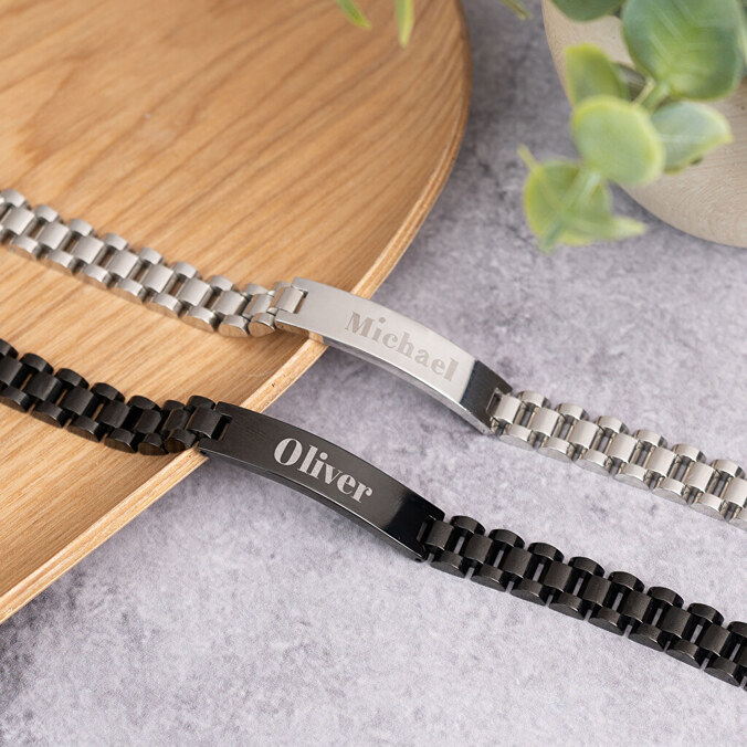 Bracciale a catena inciso per uomo