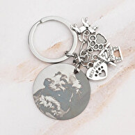 Engraved keyring with dog charms
