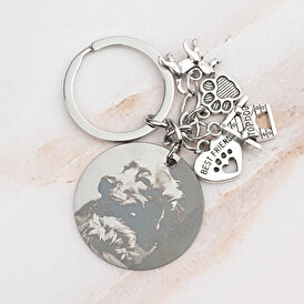 Llavero grabado con charms de perros
