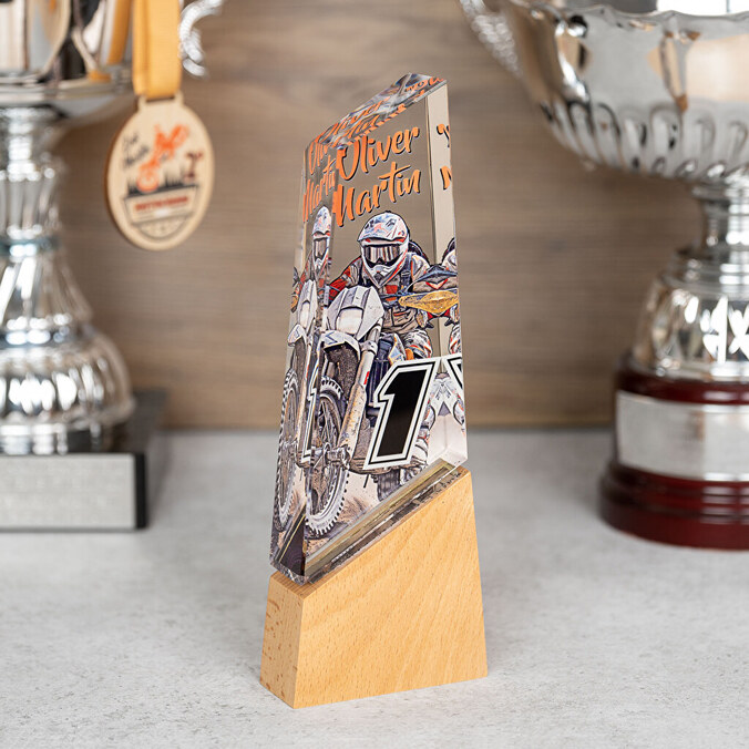 Premium bedrukte langwerpige glazen trofee