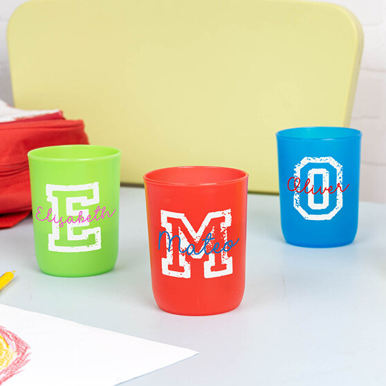 Personalised coloured children's cups