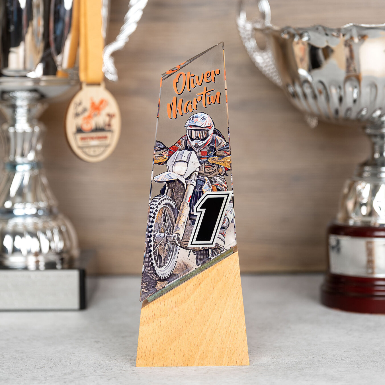 Trofeo vetro allungato stampato Premium
