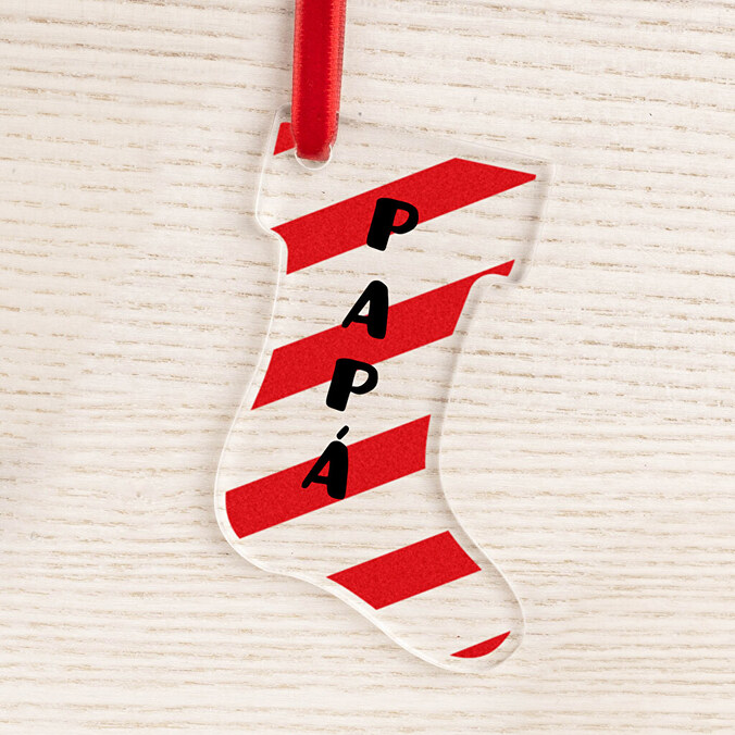 Adorno de Navidad personalizado de metacrilato con forma de bota