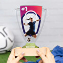 Trofeo de metacrilato copa deportiva personalizado con base madera
