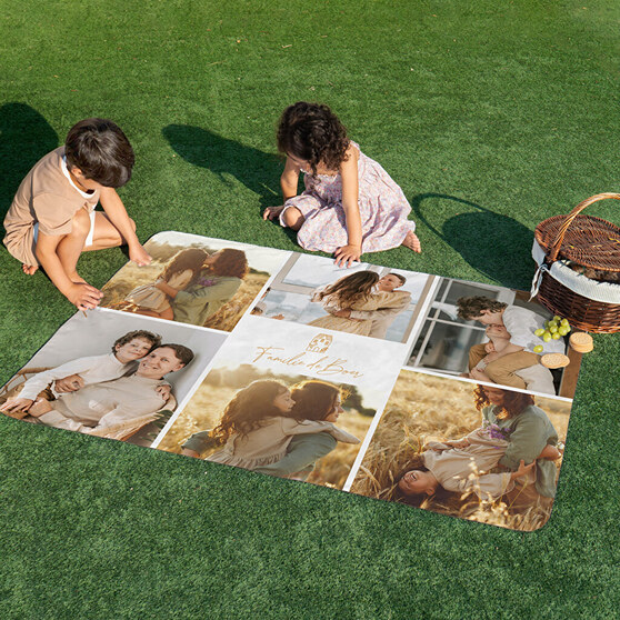 Gepersonaliseerde picknick dekens en placemats met foto's