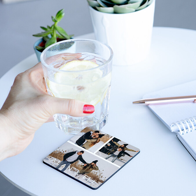 Personalisierter runder Untersetzer aus Holz