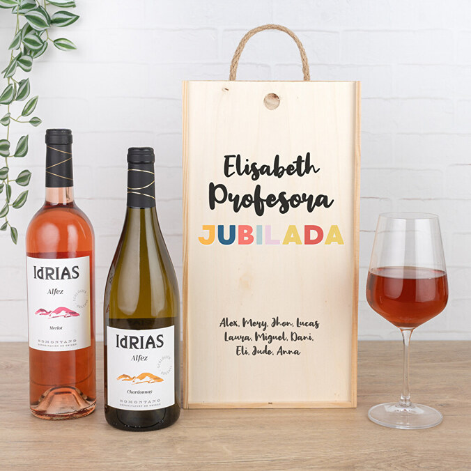 Caja de vino personalizada doble + 2 botellas