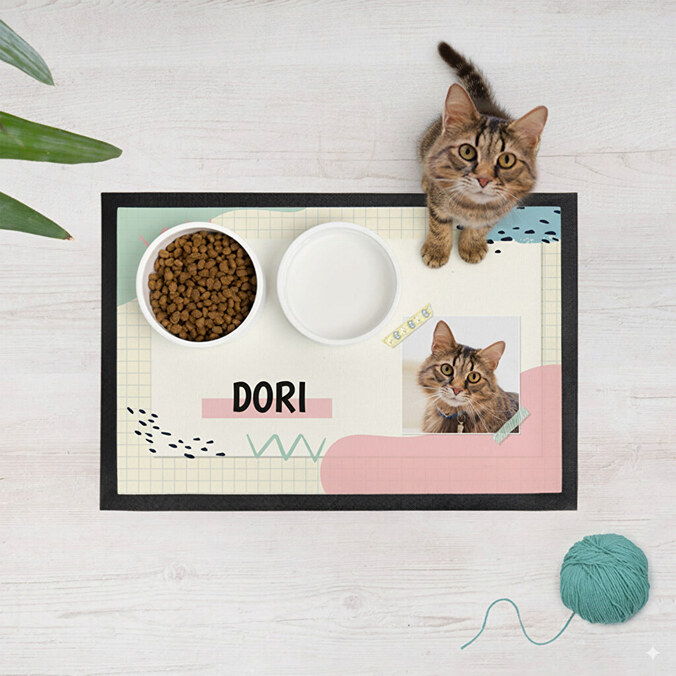 Personalised cat and dog feeder mat