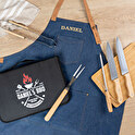 Embroidered denim apron