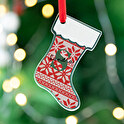Gepersonaliseerd methacrylaat kerstornament in de vorm van een laars