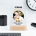Trophée personnalisé en méthacrylate avec base en bois