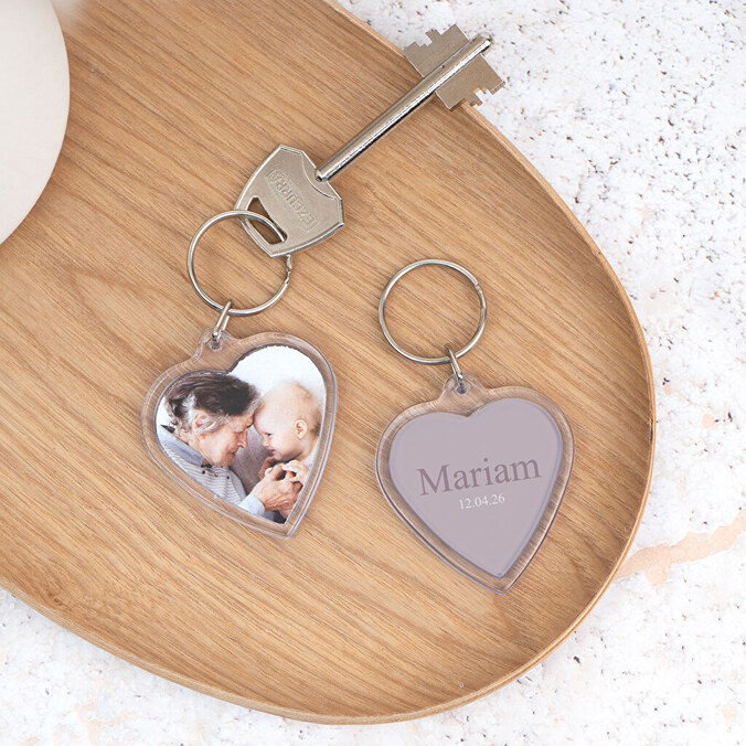 Portachiavi di metacrilato personalizzato a forma di cuore