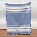 Strandtaske med broderet navn og plaid