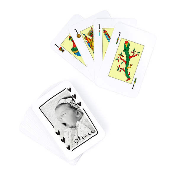 Wanapix | Jeu De Cartes Personnalisé | Espagnol | Jeu De Cartes Avec Votre Photo Sur Un Côté | Jeu De 48 Cartes Avec Épées, Ors, Coupes Et Bâtons | 100% Personnalisé