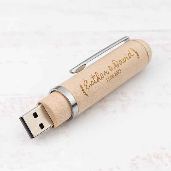 Details of engraved USB pen