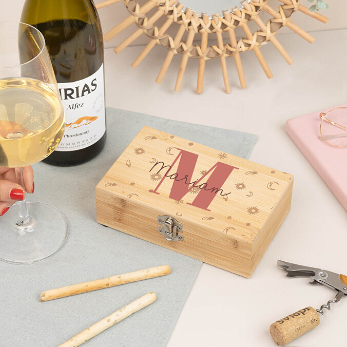 Weinzubehör-Set mit personalisiertem Etui