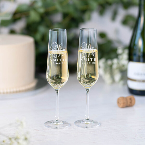Pack de 2 copos de champanhe personalizados com gravação