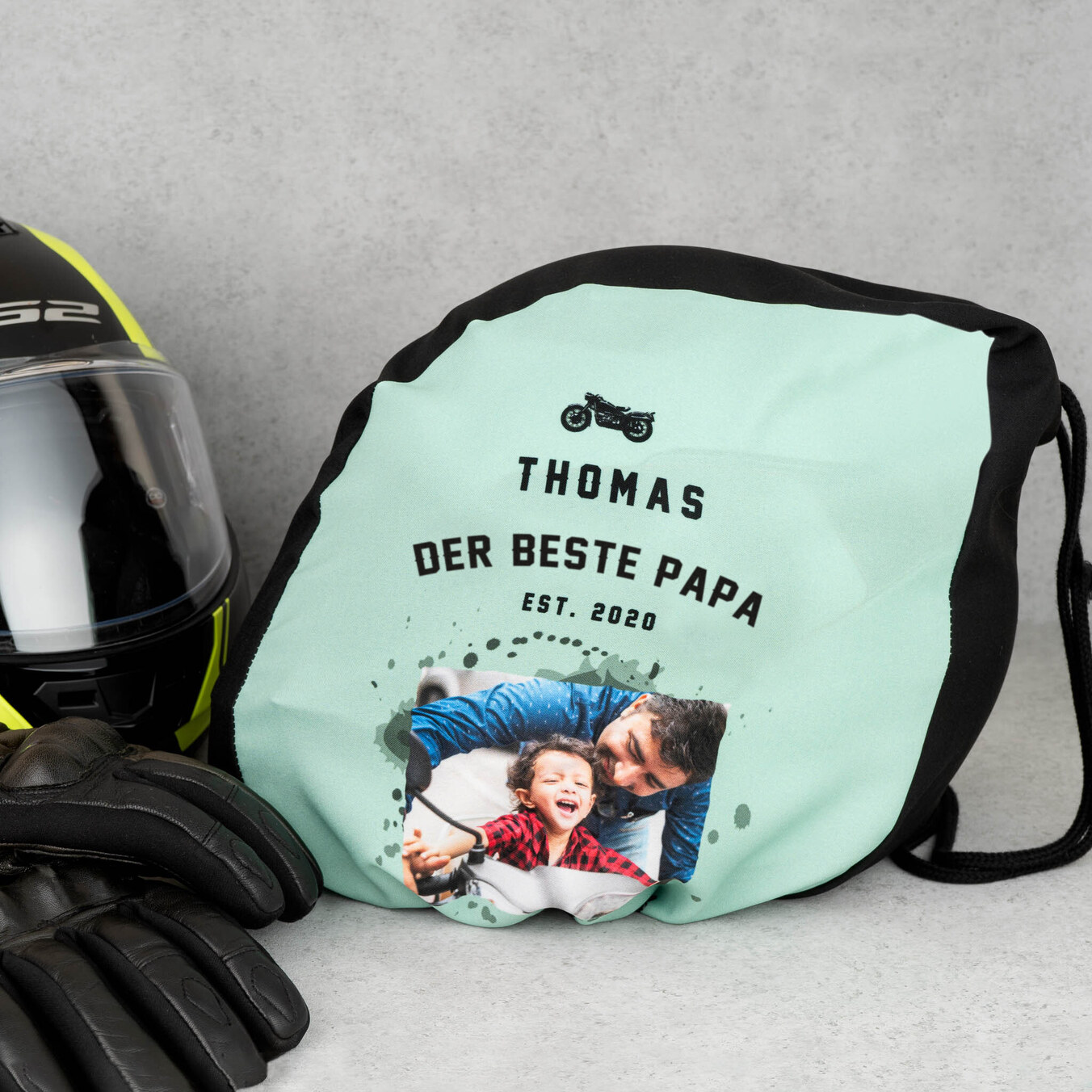 Motorradhelmtasche bedrucken lassen