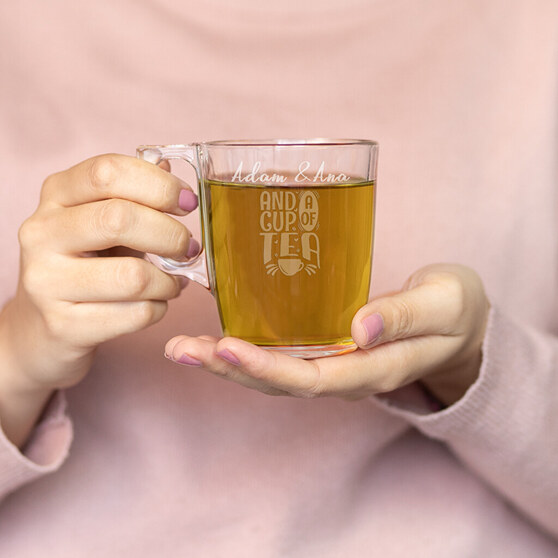 Caneca de chá fabricadas com vidro e gravadas Caneca de chá fabricadas com vidro e gravadas