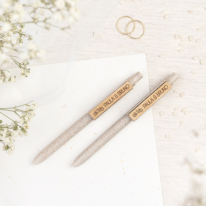 Gravierter umweltfreundlicher Kugelschreiber und Druckbleistift-Set