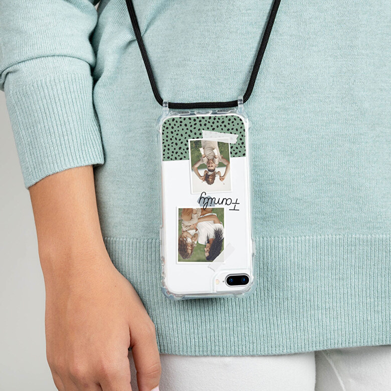 Het spijt me opstelling Edelsteen Persoonlijk iPhone 8 Plus hoesje met koord | Wanapix