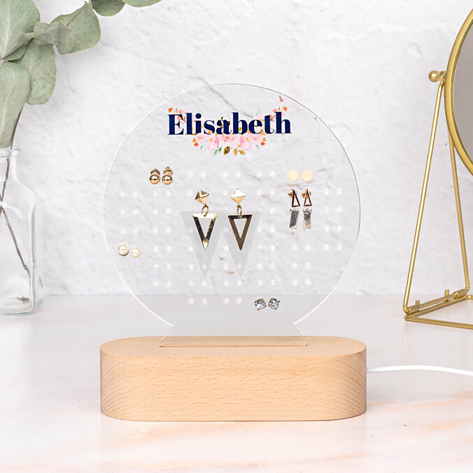 Organizador de joyas luminoso personalizado redondo