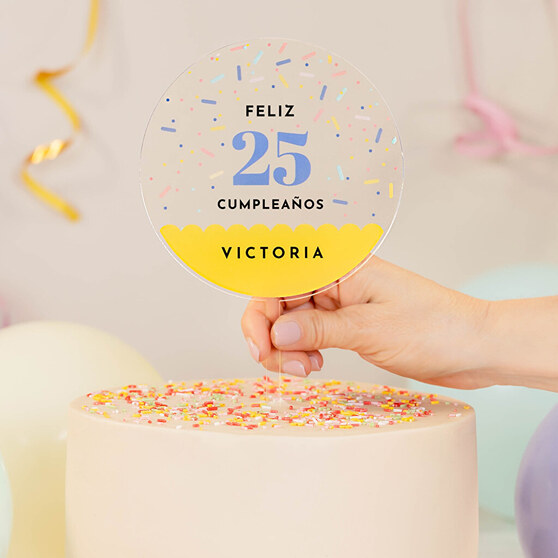 Topper pastel metacrilato personalizado colores pasteles - Vint-i-dos