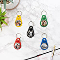 Personalised metal round keyring with leatherette