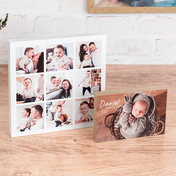 Personalised wooden photo block