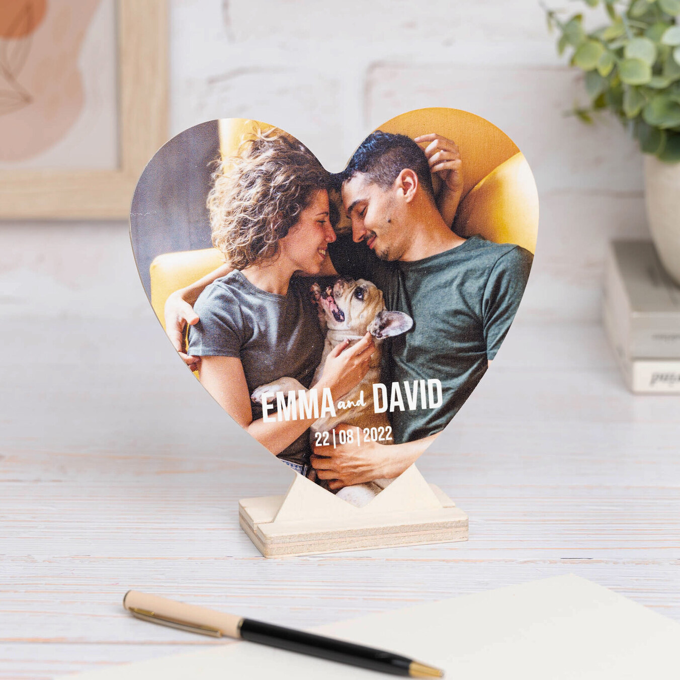 Printed wooden card heart