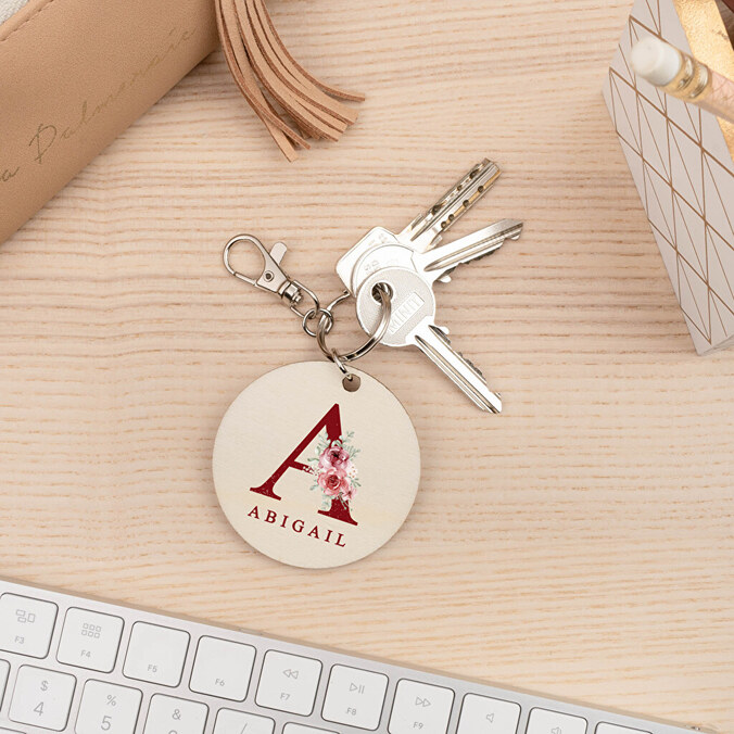 Personalizowanybrelok do kluczy z drewnianej sklejki okrągły