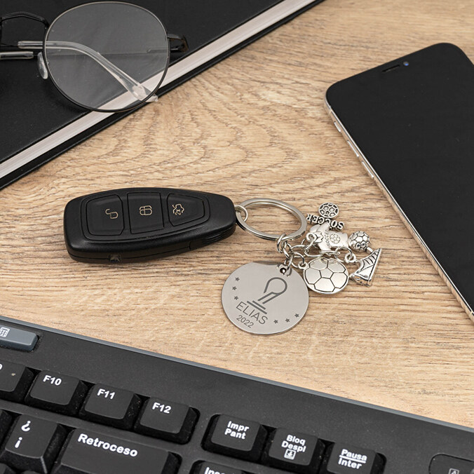 Engraved football keyring