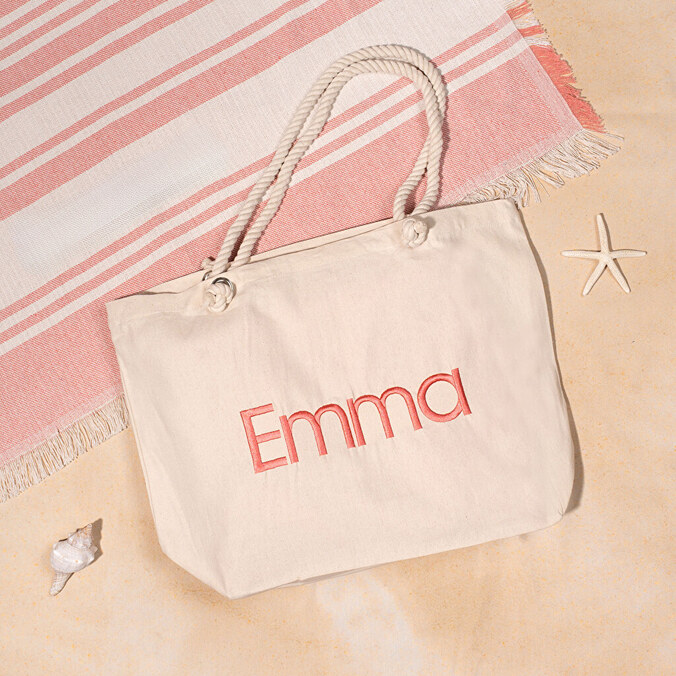 Broderet strandtaske