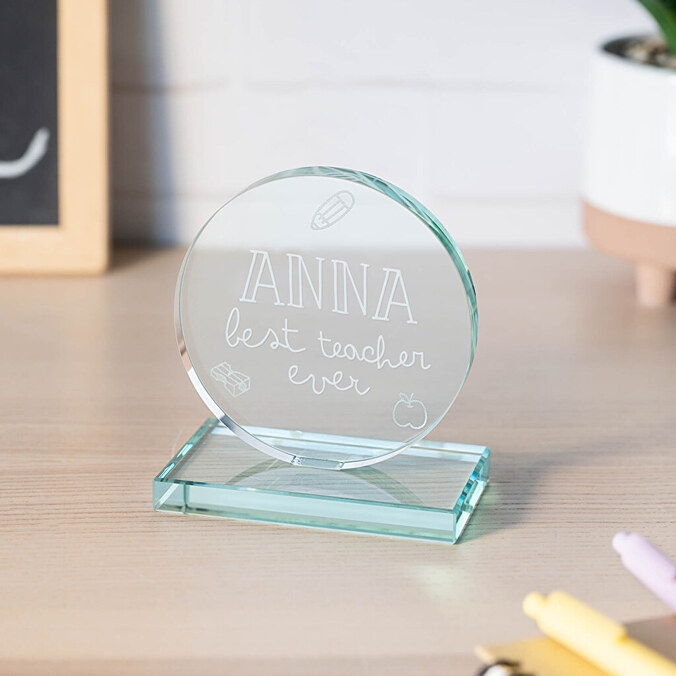 Personalised round glass plaque