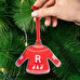 Adorno de Navidad personalizado de metacrilato con forma de jersey