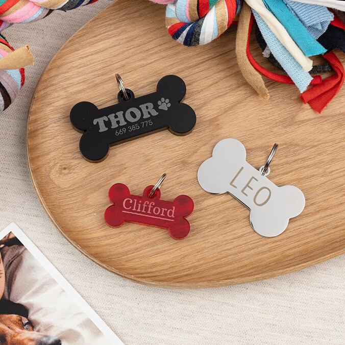 Chapa hueso grande personalizada metálica para perro