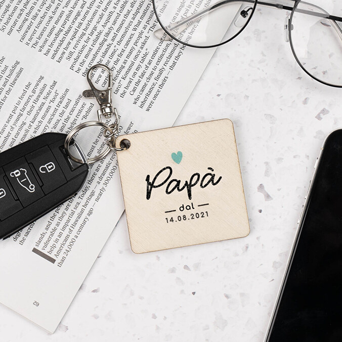 Portachiavi in legno personalizzato quadrato